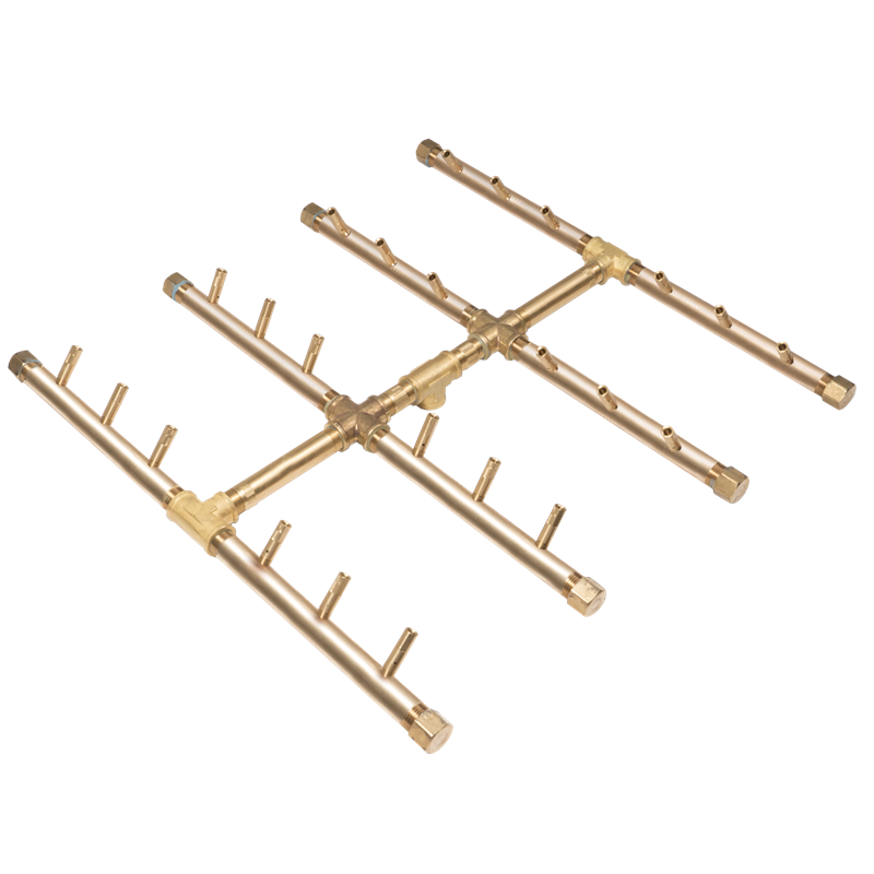 Warming Trends Crossfire Square Style Brass Gas Fire Pit Burners CFBST1201NG