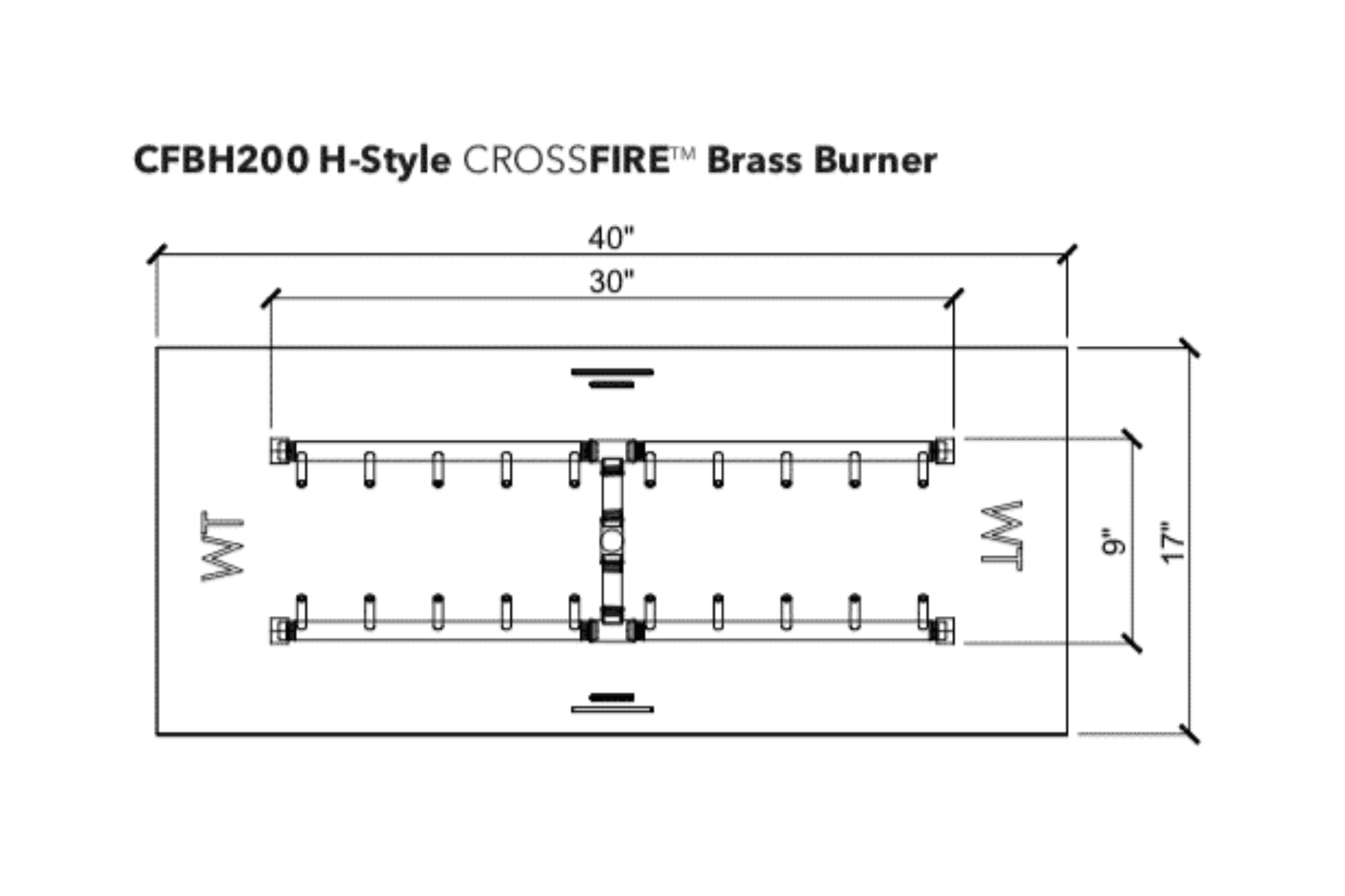 Warming Trends Crossfire H-Style Brass Gas Fire Pit Burners CFBH120NG