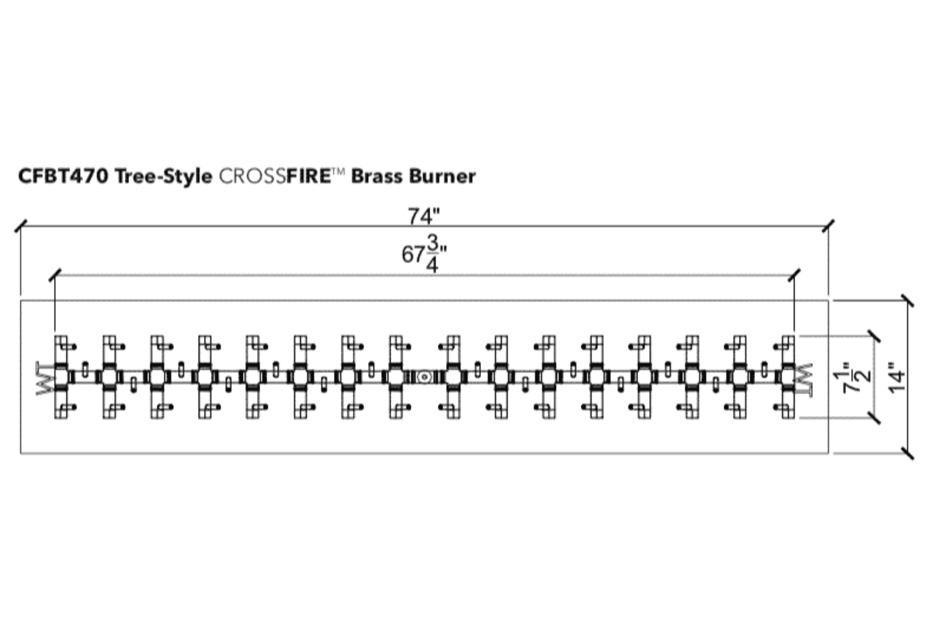 Warming Trends Crossfire Tree Style Brass Gas Fire Pit Burners CFBT110NG