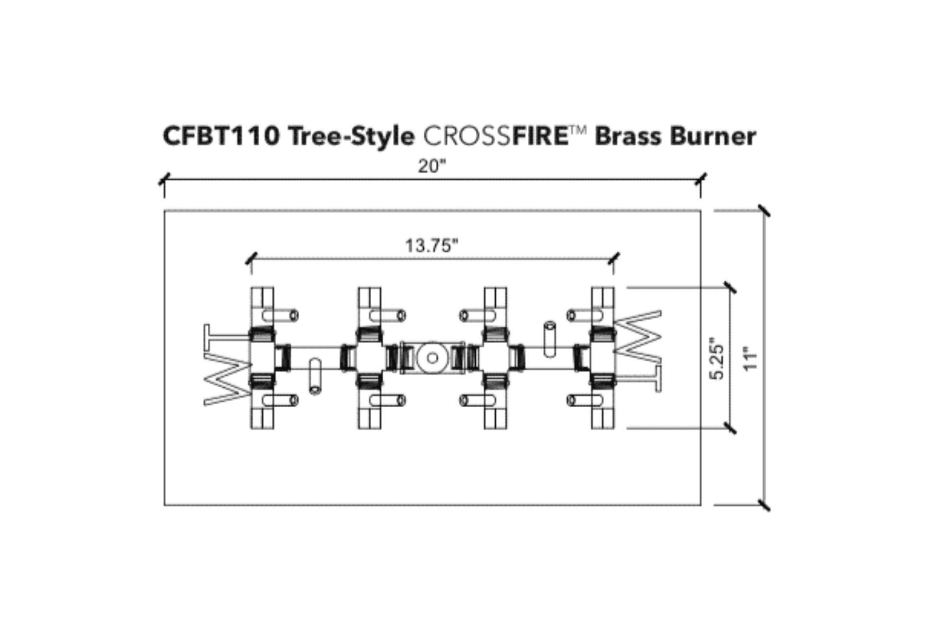 Warming Trends Crossfire Tree Style Brass Gas Fire Pit Burners CFBT110NG