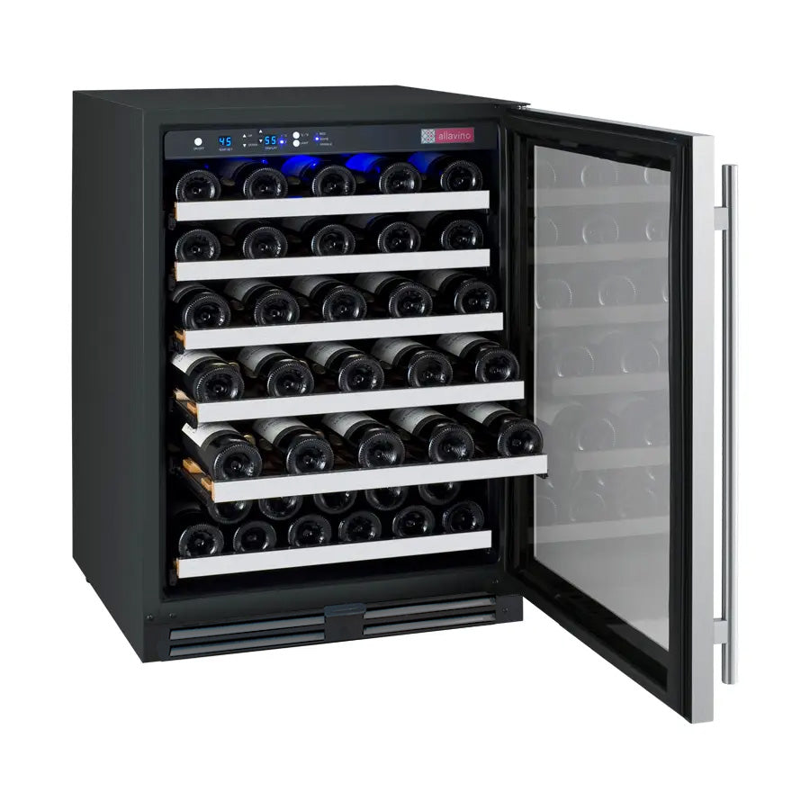 Allavino FlexCount Series 56 Bottle Single Zone Undercounter Wine Refrigerator with Stainless Steel Door - Right Hinge AO VSWR56-1SR20