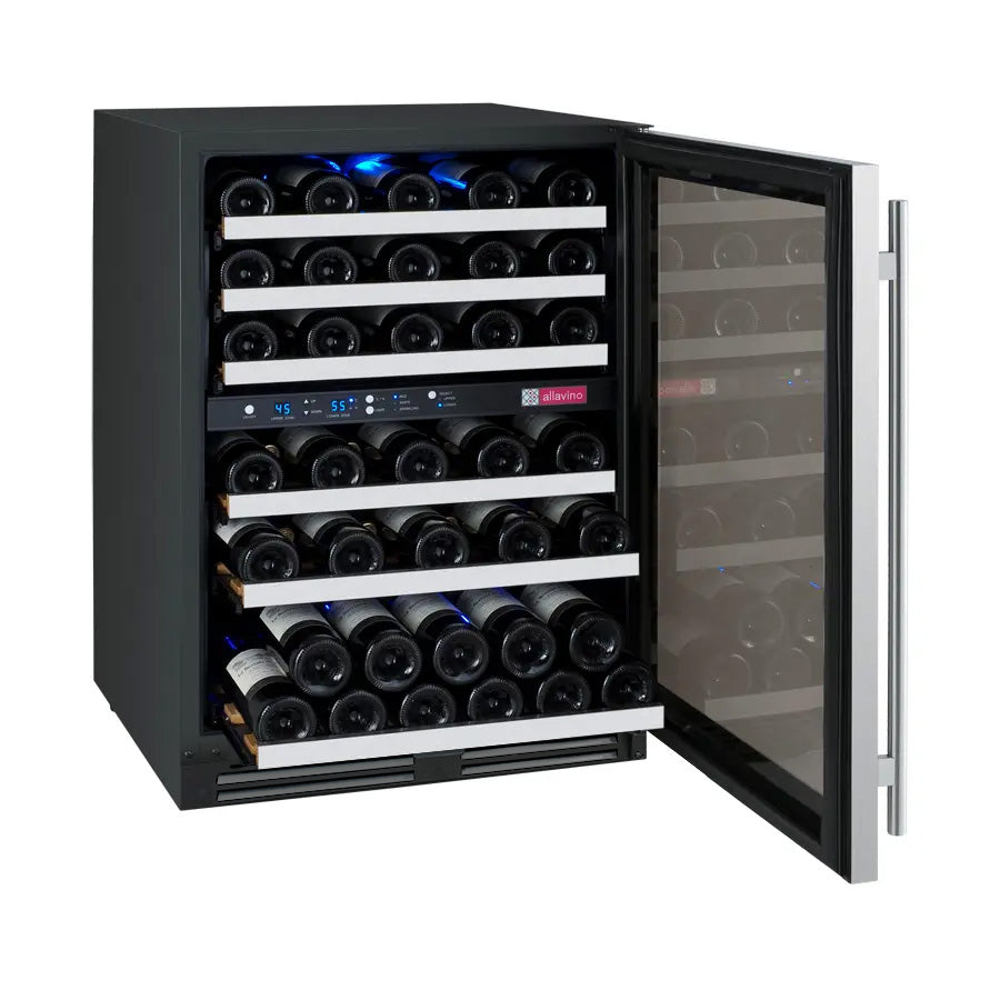 Allavino FlexCount Series 56 Bottle Dual Zone Built-In Wine Refrigerator with Stainless Steel Door - Right Hinge  AO VSWR56-2SR20