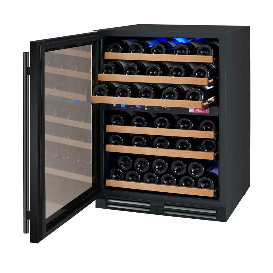 Allavino 24" Wide FlexCount II Tru-Vino 56 Bottle Dual Zone Black Left Hinge Wine Refrigerator AO VSWR56-2BL20