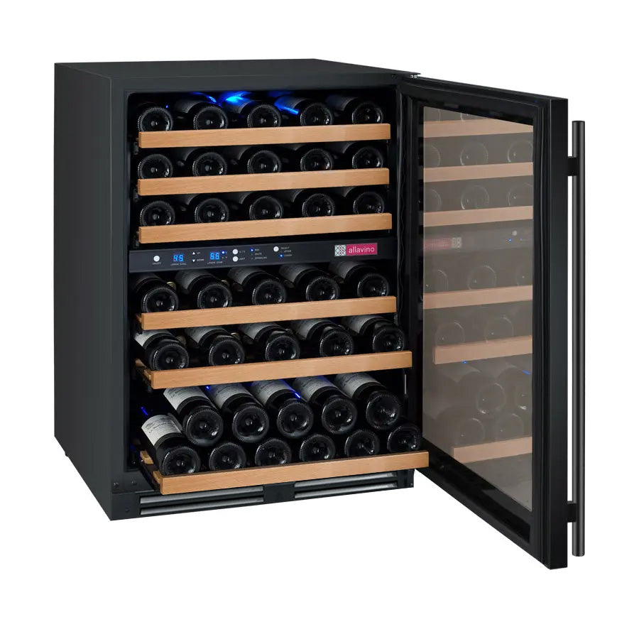 Allavino FlexCount Series 56 Bottle Dual Zone Built-in Wine Cooler Refrigerator with Black Door - Right Hinge AO VSWR56-2BR20