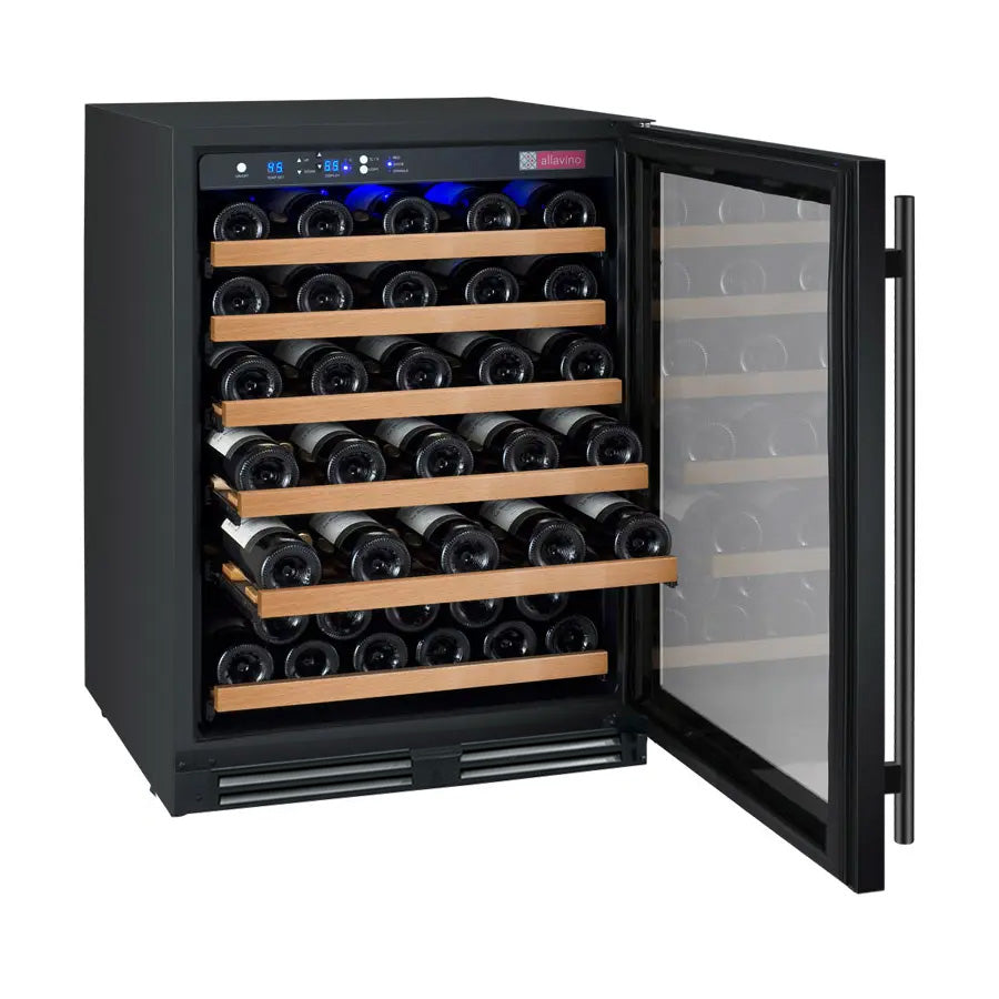 Allavino FlexCount Series 56 Bottle Single Zone Built-In Wine Refrigerator with Black Door - Right Hinge AO VSWR56-1BR20