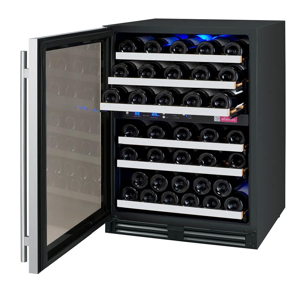 Allavino 24" Wide FlexCount II Tru Vino 56 Bottle Dual Zone Stainless Steel Left Hinge Wine Refrigerator  AO VSWR56-2SL20