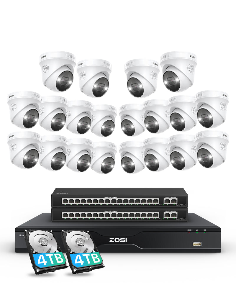 Zosi C225 32 Channel 4K PoE Security Camera System for Business + Up To 16TB HDD