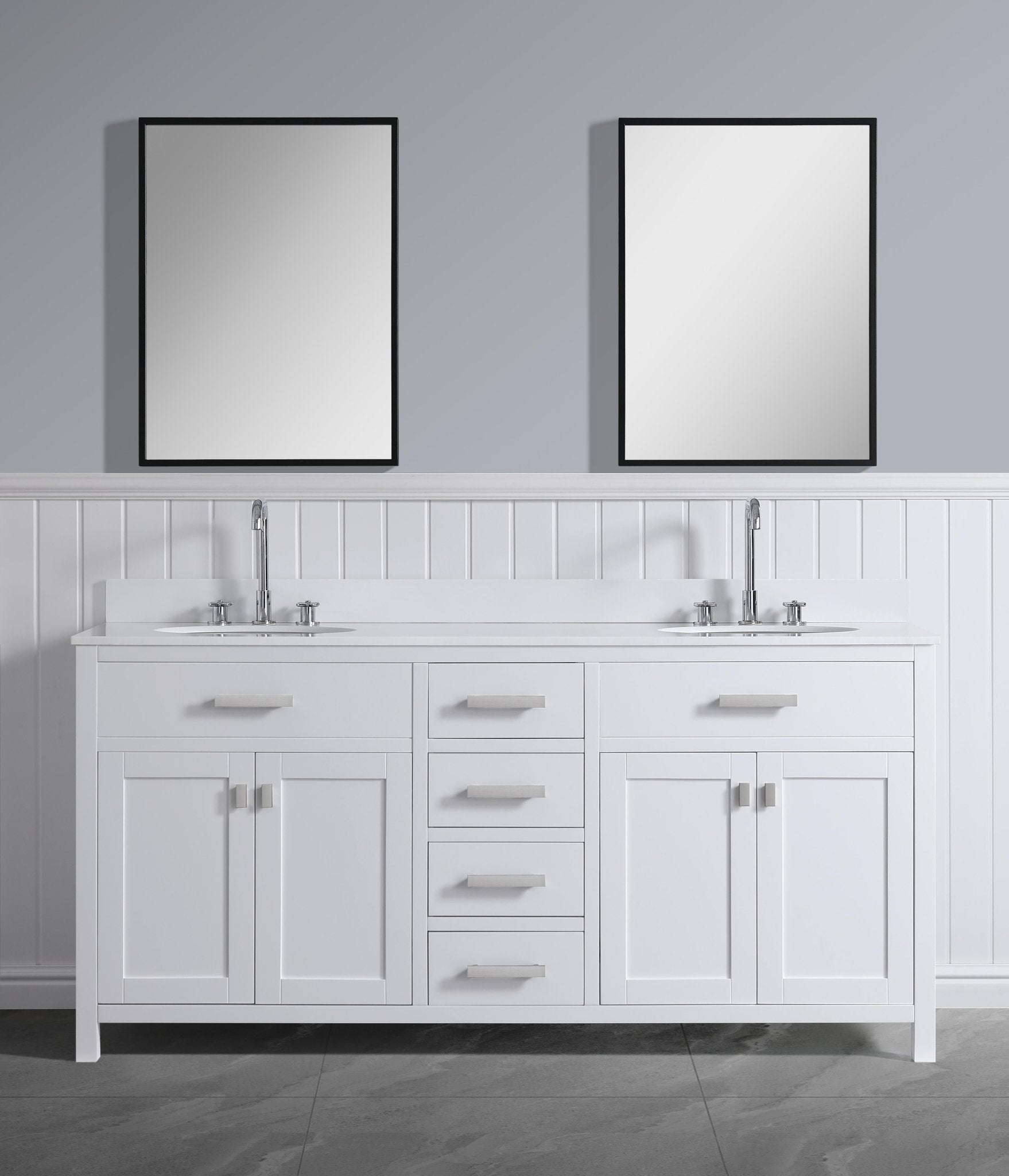 Design Element London 71.5" Double Sink Vanity Cabinet Only in White