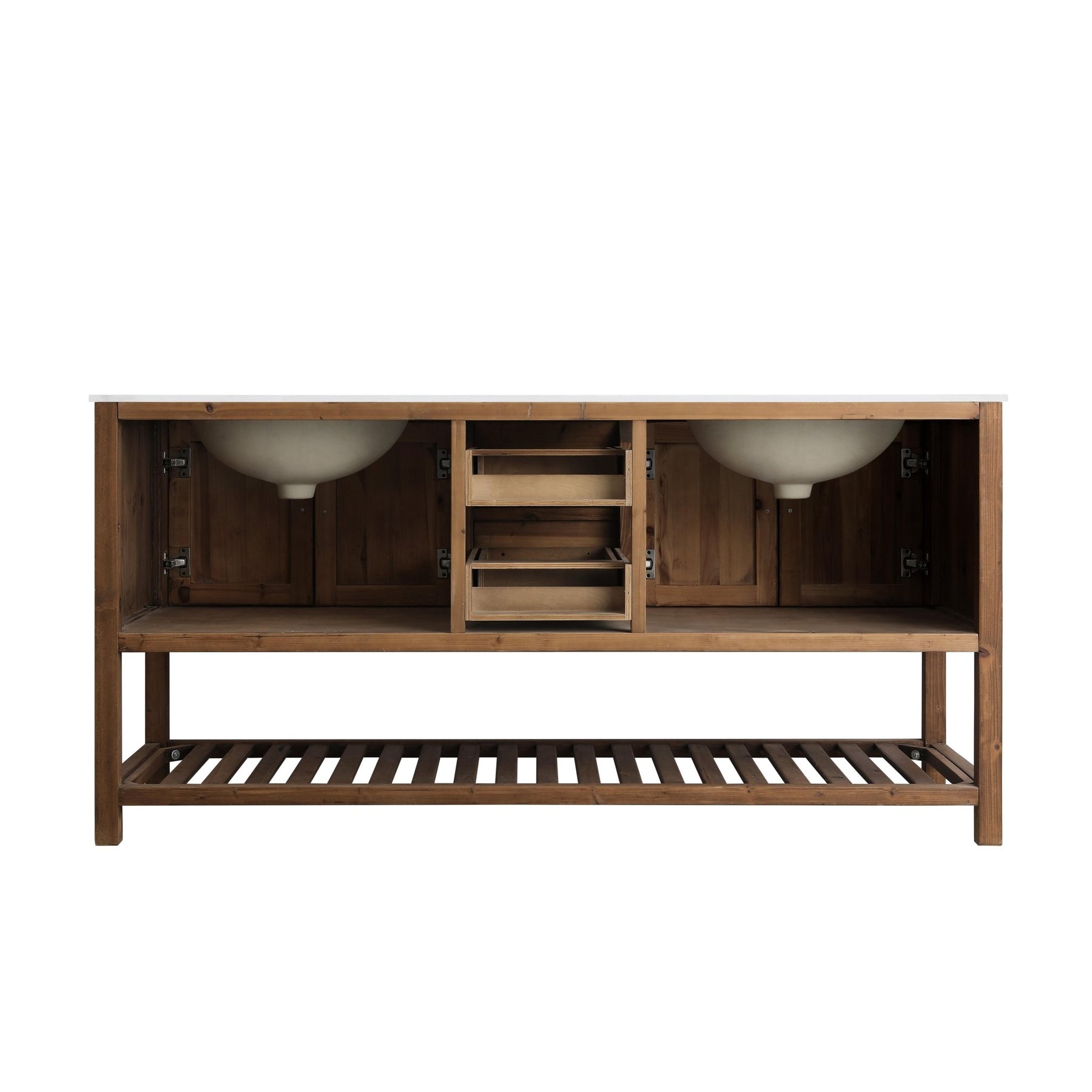 Design Element Austin 72" Vanity Base Built With Reclaimed Wood in Walnut Finish