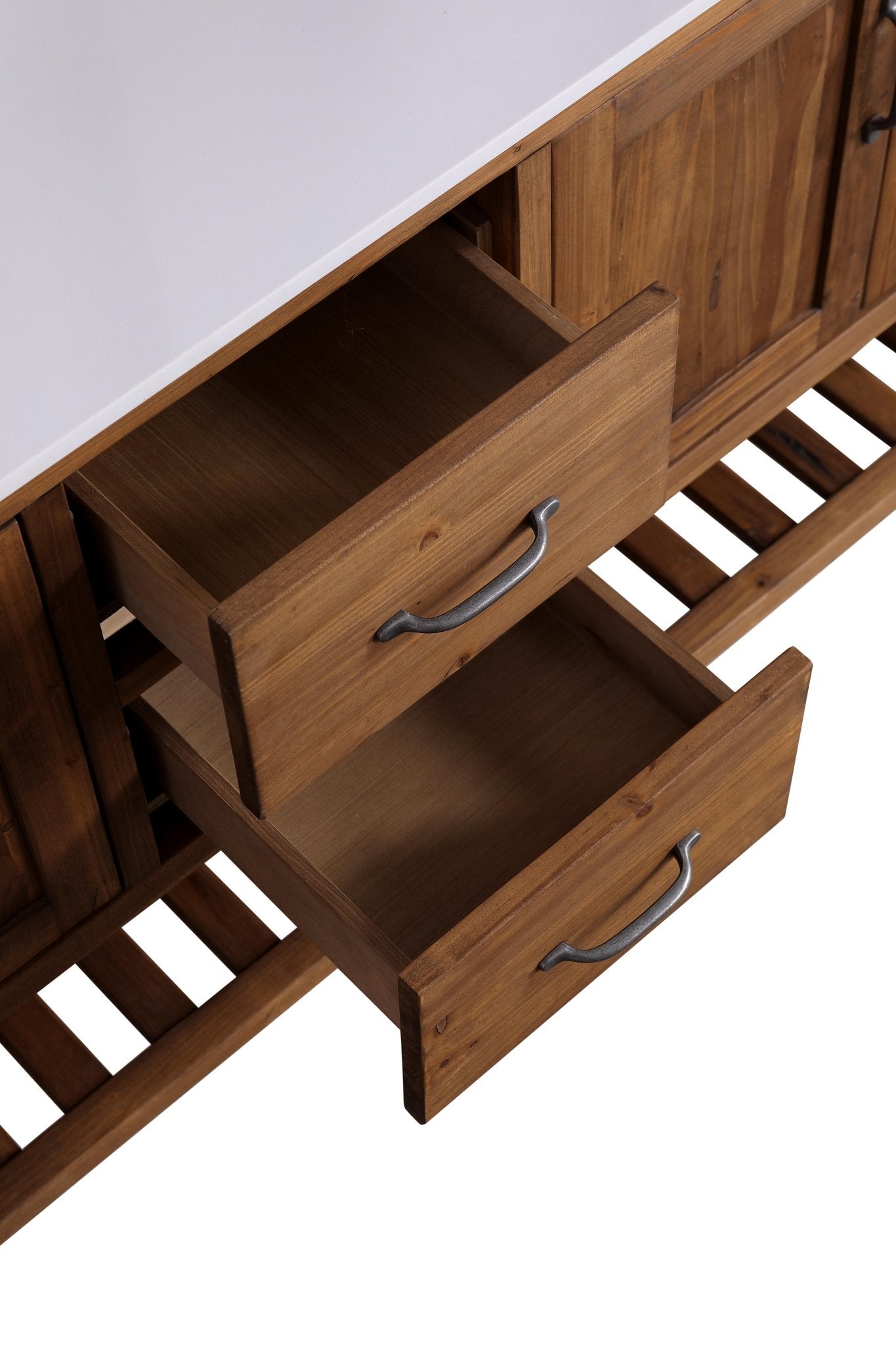 Design Element Austin 72" Vanity Base Built With Reclaimed Wood in Walnut Finish