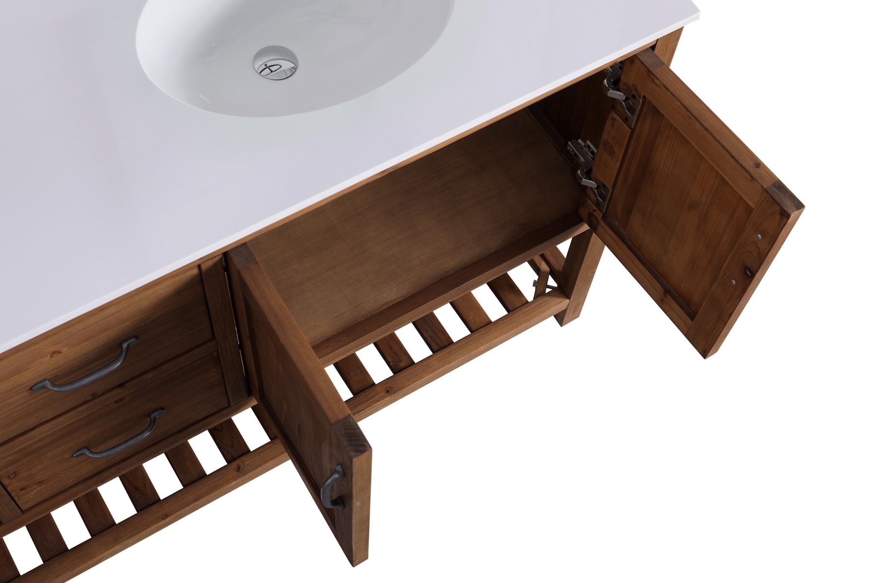 Design Element Austin 72" Vanity Base Built With Reclaimed Wood in Walnut Finish