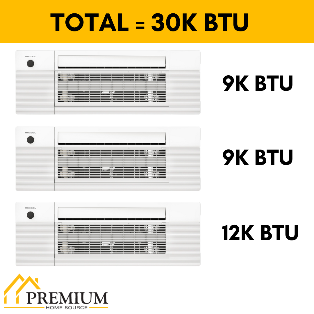 MRCOOL DIY Mini Split - 30,000 BTU 3 Zone Ceiling Cassette Ductless Air Conditioner and Heat Pump with 50 ft. Install Kit, DIYM336HPC01C74
