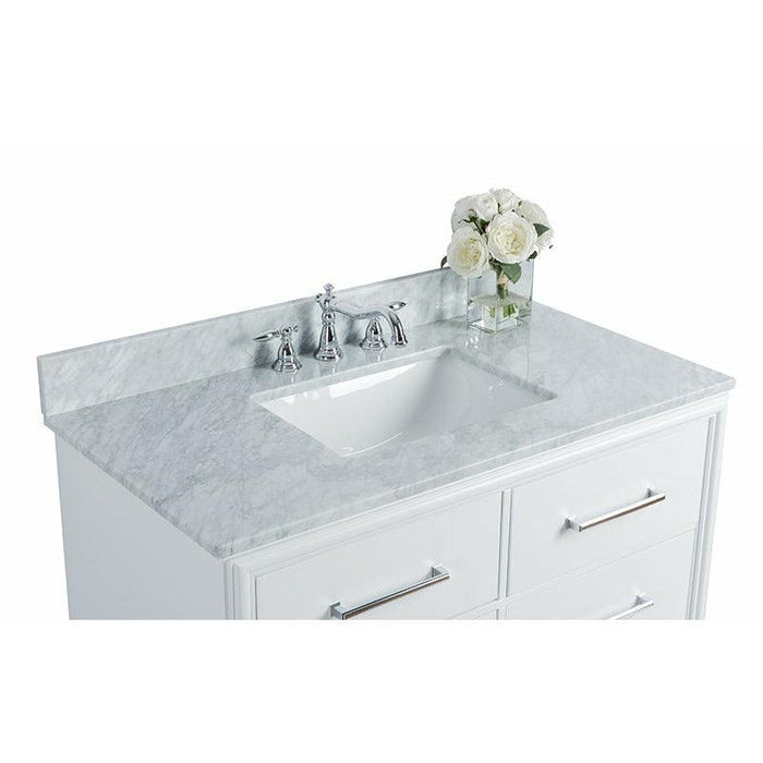 Ancerre Designs Ellie 42" Single Bath Vanity Set Italian Cararra White Marble Vanity Top