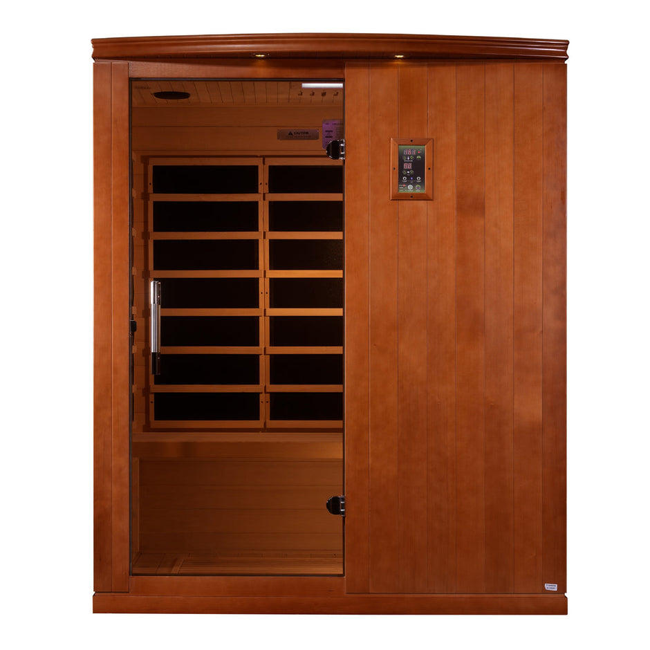 Golden Designs Dynamic "Madrid Elite" 3-person Ultra Low EMF FAR Infrared Sauna w/ Canadian Hemlock DYN-6310-04 Elite