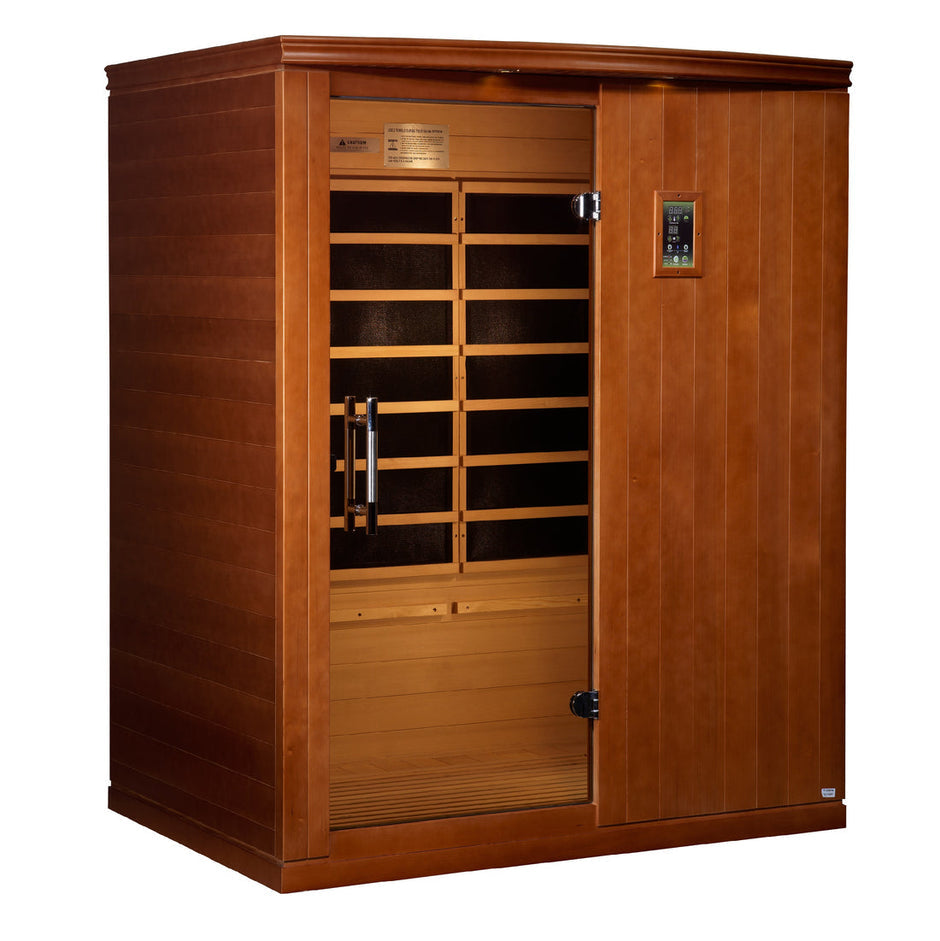 Golden Designs Dynamic "Madrid Elite" 3-person Ultra Low EMF FAR Infrared Sauna w/ Canadian Hemlock DYN-6310-04 Elite