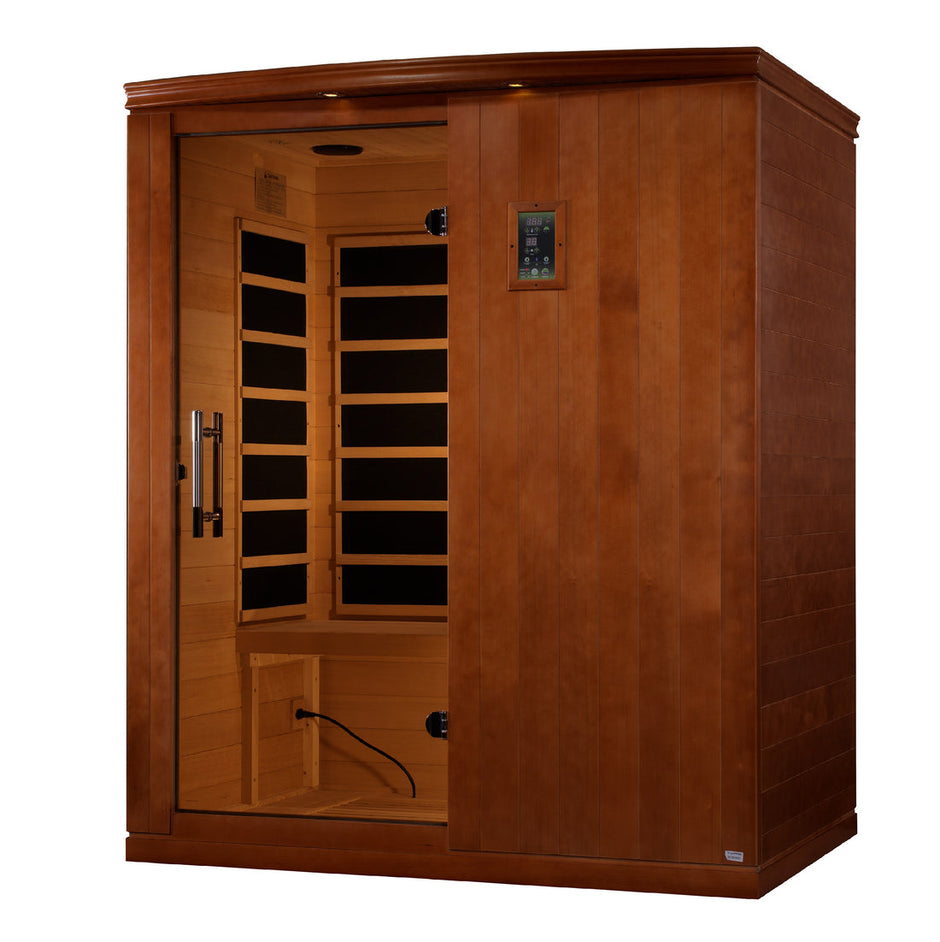 Golden Designs Dynamic "Madrid Elite" 3-person Ultra Low EMF FAR Infrared Sauna w/ Canadian Hemlock DYN-6310-04 Elite