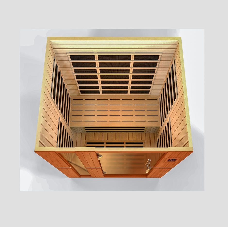 Golden Designs Dynamic "Lugano Elite" Ultra Low EMF 3-person FAR Infrared Sauna w/ Hemlock | DYN-6336-02 Elite