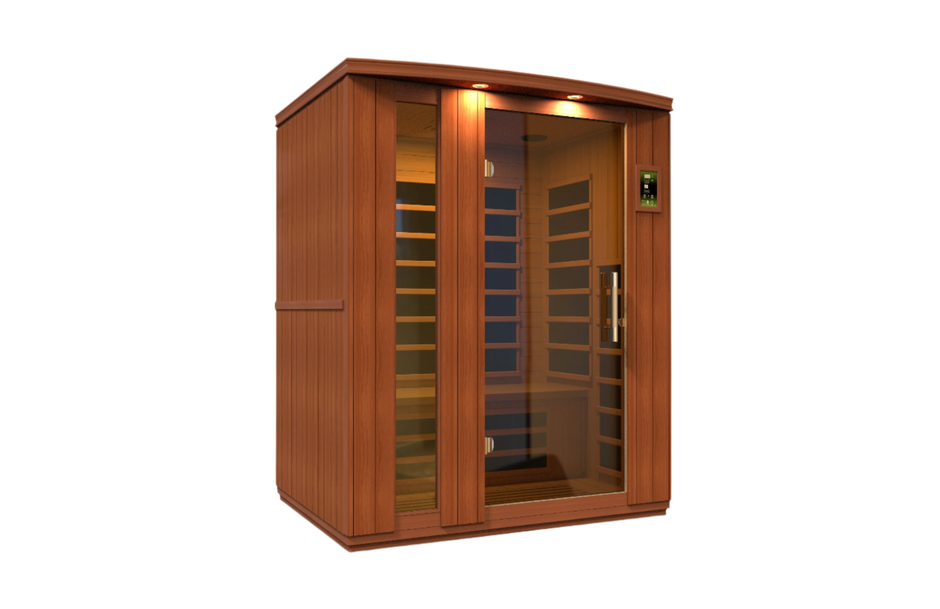 Golden Designs Dynamic "Lugano Elite" Ultra Low EMF 3-person FAR Infrared Sauna w/ Hemlock | DYN-6336-02 Elite