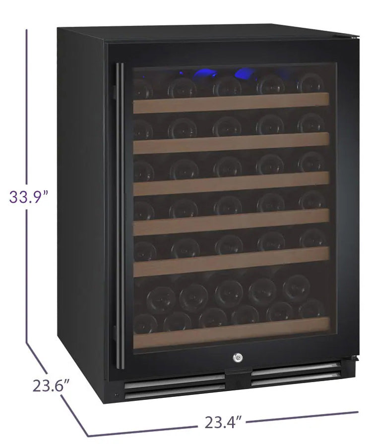 Allavino FlexCount Series 56 Bottle Single Zone Built-In Wine Refrigerator with Black Door - Right Hinge AO VSWR56-1BR20
