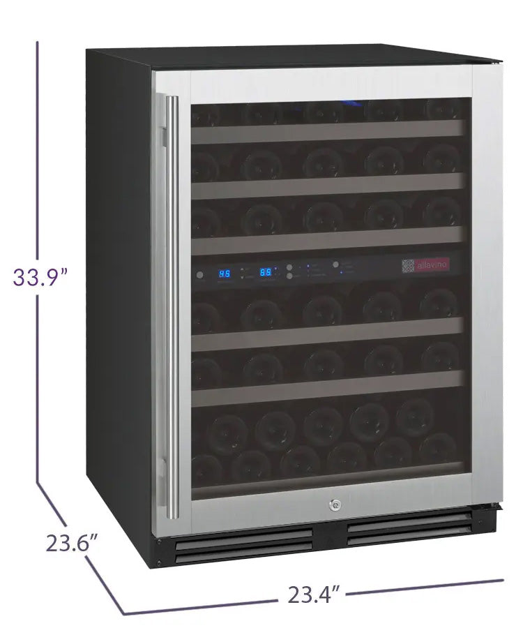 Allavino FlexCount Series 56 Bottle Dual Zone Built-In Wine Refrigerator with Stainless Steel Door - Right Hinge  AO VSWR56-2SR20
