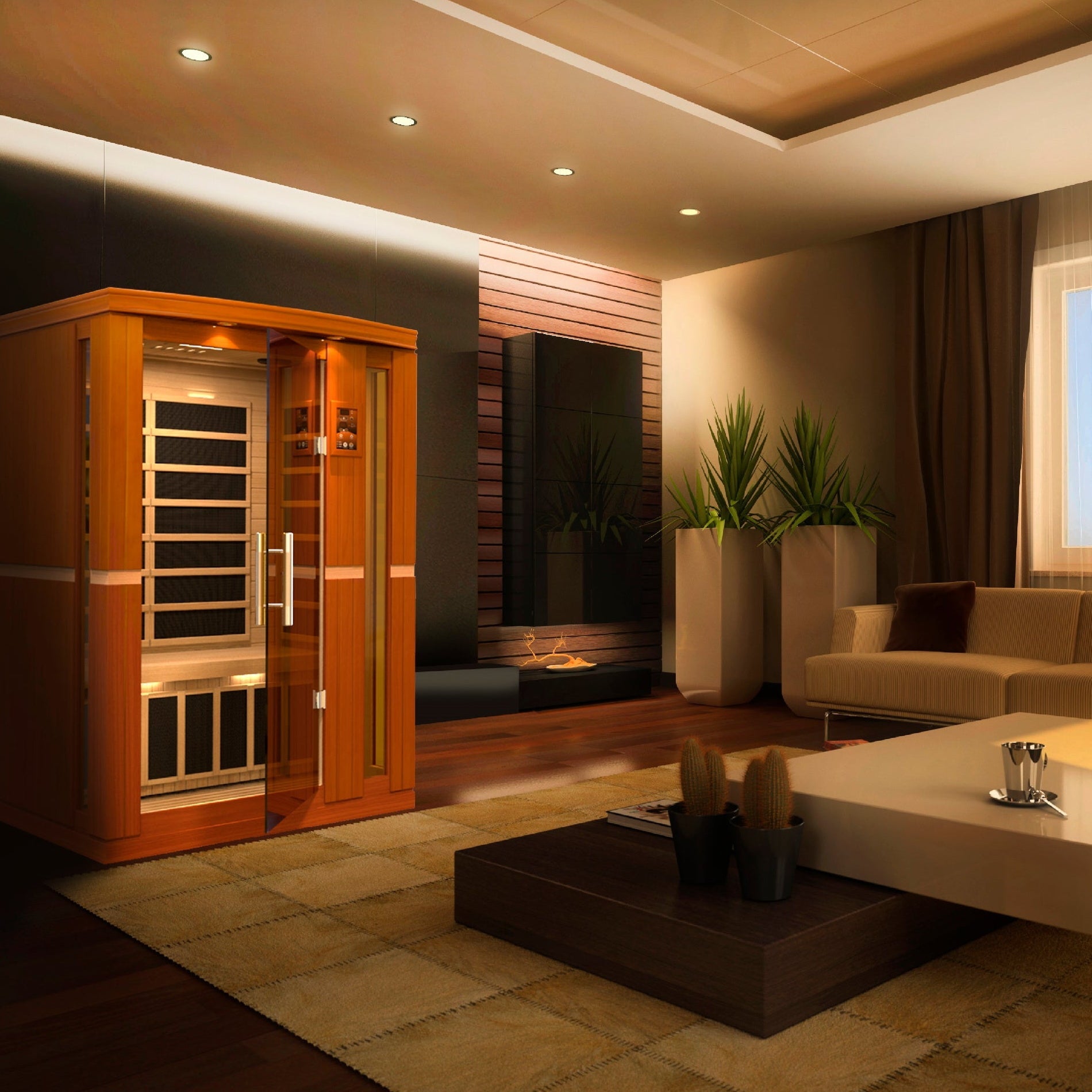 Golden Designs Dynamic Vittoria Elite 2-person Ultra Low EMF (Between 3-5MG) FAR Infrared Sauna (Canadian Hemlock) DYN-6220-01 Elite