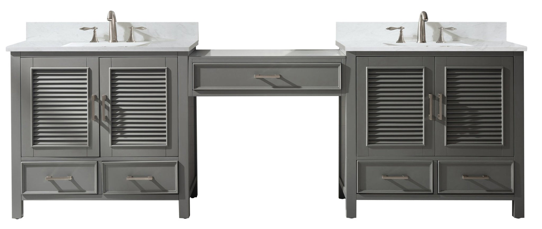 Design Element Estate 102" Double Sink Bathroom Vanity Modular Set with White Quartz Top