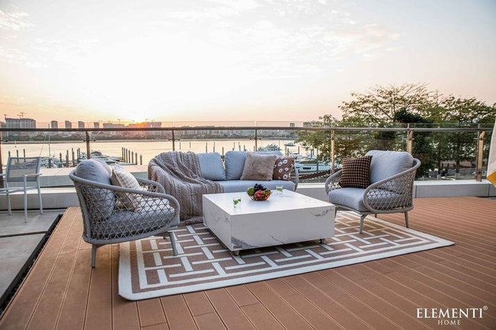 Elementi Home Sofia 40" Medium Square Bulgaria Black Marble Porcelain Coffee Table FCP01-BB