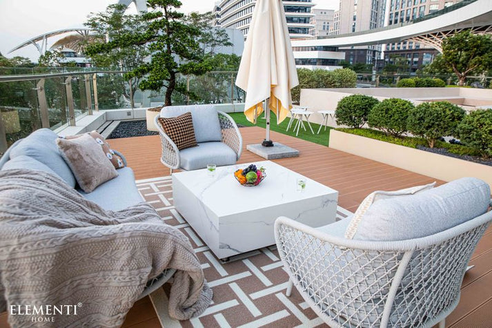 Elementi Home Sofia 40" Medium Square Bulgaria Black Marble Porcelain Coffee Table FCP01-BB