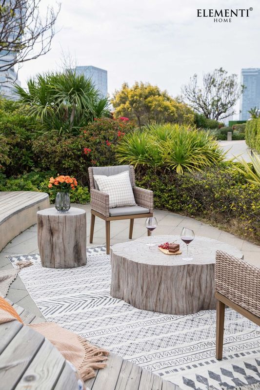 Elementi Home Daintree 19" Red Wood Concrete Side Table FEG08-RW