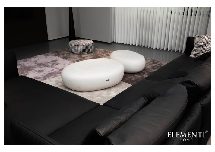 Elementi Home Hawaii 48" Large Cream White Concrete Pebble Table FCG15-CW