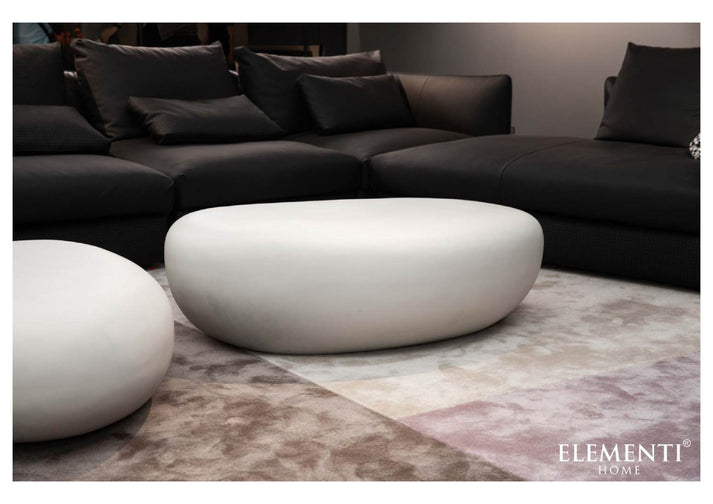 Elementi Home Hawaii 48" Large Cream White Concrete Pebble Table FCG15-CW