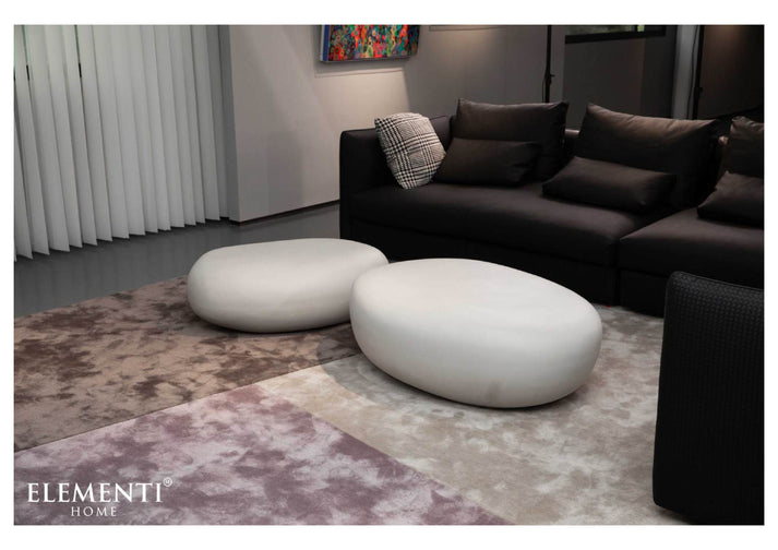 Elementi Home Hawaii 48" Large Cream White Concrete Pebble Table FCG15-CW