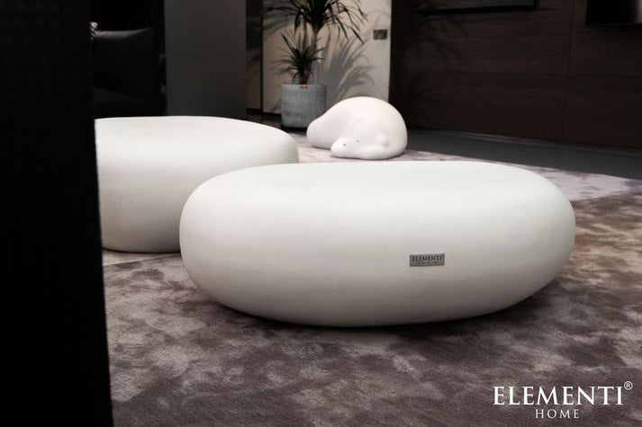 Elementi Home Hawaii 48" Large Cream White Concrete Pebble Table FCG15-CW