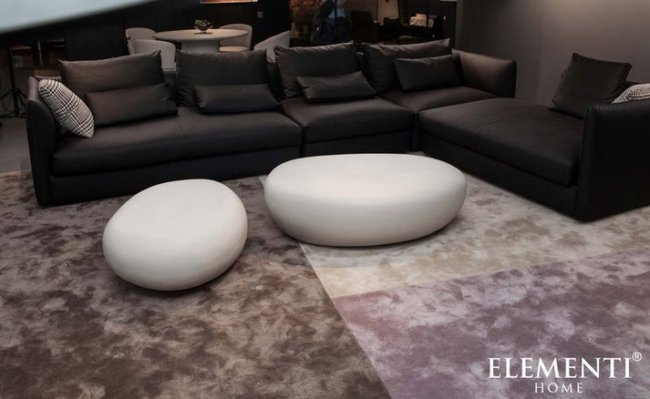 Elementi Home Hawaii 48" Large Cream White Concrete Pebble Table FCG15-CW