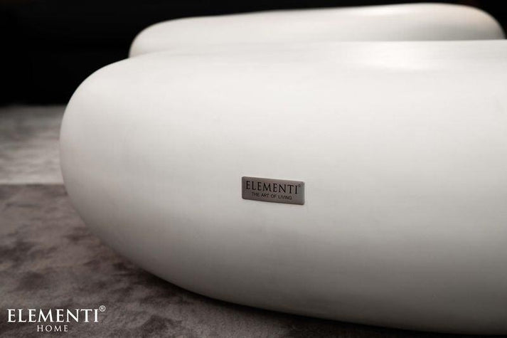 Elementi Home Hawaii 48" Large Cream White Concrete Pebble Table FCG15-CW