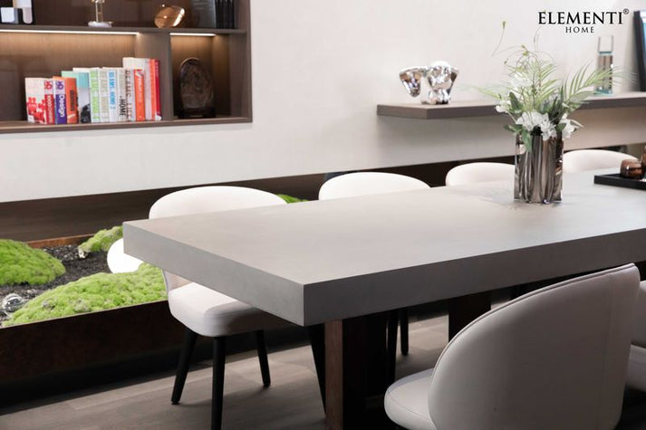 Elementi Home Malaga 120" Large Rectangular Space Grey Concrete Dining Table FDM04-SG