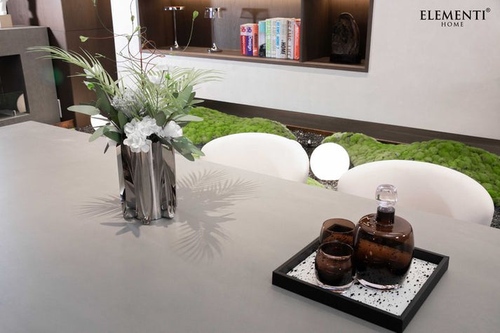 Elementi Home Malaga 120" Large Rectangular Space Grey Concrete Dining Table FDM04-SG