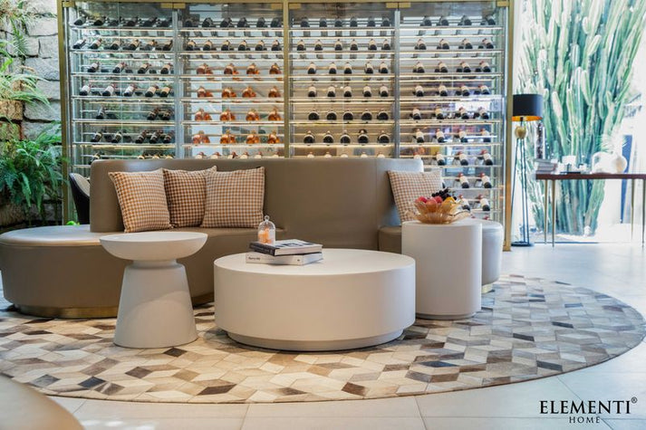 Elementi Home Rome 40" Large Space Grey Concrete Coffee Table FCG07-SG