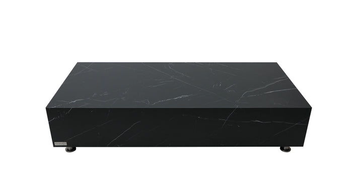 Elementi Home Sofia 40" Medium Square Bulgaria Black Marble Porcelain Coffee Table FCP01-BB