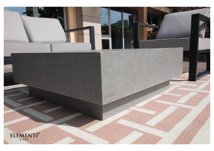 Elementi Home Tevere 40" Square Space Grey Concrete Coffee Table FCG01-SG