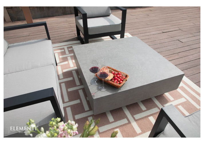 Elementi Home Tevere 40" Square Space Grey Concrete Coffee Table FCG01-SG
