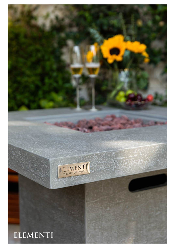 Elementi Montreal 34" Square Light Gray Concrete Liquid Propane Bar Table OFG221LG-LP