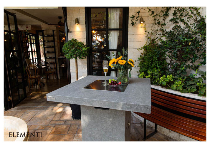 Elementi Montreal 34" Square Light Gray Concrete Liquid Propane Bar Table OFG221LG-LP