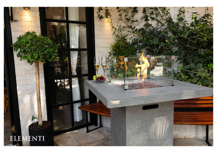 Elementi Montreal 34" Square Light Gray Concrete Liquid Propane Bar Table OFG221LG-LP