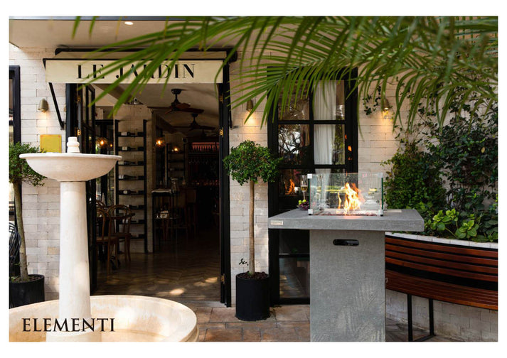 Elementi Montreal 34" Square Light Gray Concrete Liquid Propane Bar Table OFG221LG-LP