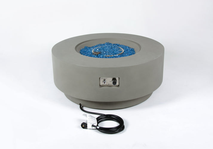 Elementi Plus Colosseo 41" Round Light Grey Concrete Natural Gas Fire Table OFG414LG-NG