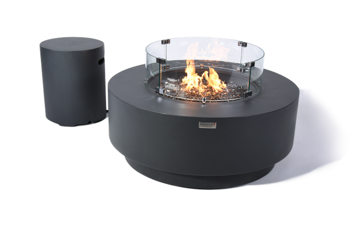 Elementi Plus Colosseo 41" Round Light Grey Concrete Natural Gas Fire Table OFG414LG-NG