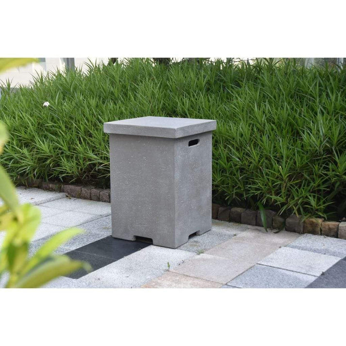Elementi 18" Square Light Gray Concrete Liquid Propane Tank Cover with Top Removable (ONB01-105)