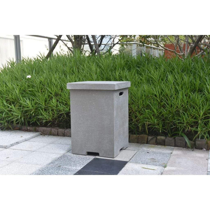 Elementi 18" Square Light Gray Concrete Liquid Propane Tank Cover with Top Removable (ONB01-105)