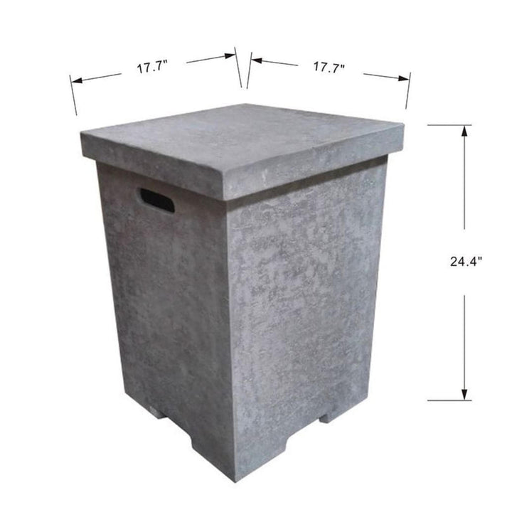 Elementi 18" Square Light Gray Concrete Liquid Propane Tank Cover with Top Removable (ONB01-105)